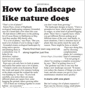 advertorial from The Highlander on How to landscape like nature does.